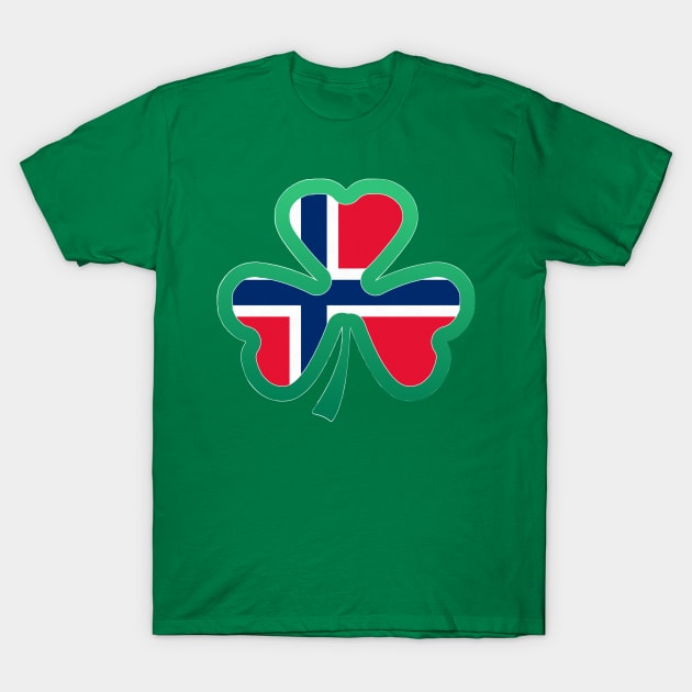 Norwegian Flag for st patricks day, Irish Shamrock T-Shirt by Myteeshirts